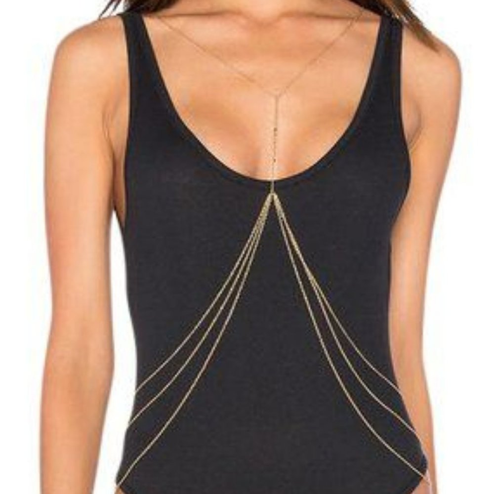 NIB Rebecca Minkoff Triangle Stud Body Chain - gold tone